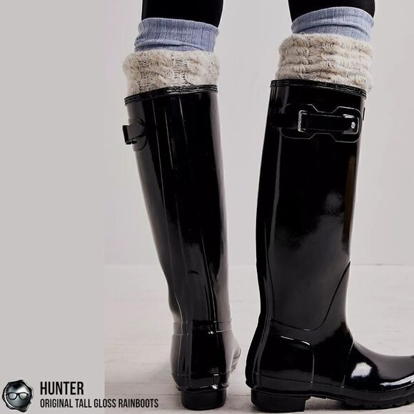 HUNTER ORIGINAL TALL RAIN BOOTS IN GLOSS BLACK WOMEN’S SHOE SIZE EU 36 BOOTS - Picture 16 of 16